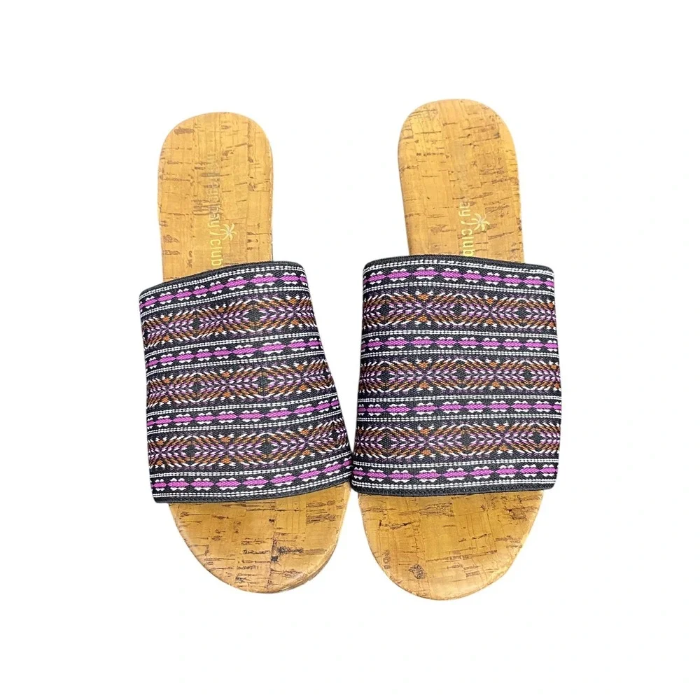 Moroccan‎ Bay Club Wedge Sandals Cork Espadrille Style Mules Women US 7